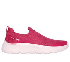 Enjoy easy-going cushioned comfort wearing Skechers GO WALK Flex - Talli. This vegan walking design features a Stretch Fit knit upper, lightweight ULTRA GO cushioning, a Skechers Air-Cooled Goga Mat insole, and a super-flexible traction outsole. | Skechers Women's GO WALK Flex - Talli Slip-On Shoes | Medium Width | Skechers Air-Cooled Goga Mat breathable insole with high-rebound cushioning | Lightweight, responsive ULTRA GO cushioning | Ultra-lightweight Skechers Soft Stride cushioning foam for Comfortable Pink Sneakers With Arch Support, Comfortable Pink Running Shoes With Arch Support, Comfortable Pink Walking Shoes With Cushioned Footbed, Functional Pink Walking Shoes With Cushioned Footbed, Athleisure Running Shoes With Gel Cushioning For Walking, Athleisure Walking Shoes With Ortholite Insole, Comfortable Slip-on Sports Walking Shoes, Comfortable Slip-on Walking Shoes For Sports, Pink Athleisure Walking Shoes For Light Exercise