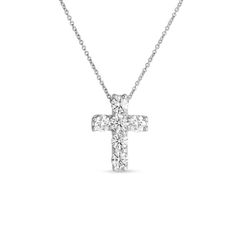 Roberto Coin Jewelry - Princess Flower 18K White Gold Diamond Pavè Necklace | Manfredi Jewels Fine Jewelry Cross Pendant Necklace With Vvs Clarity, Fine Jewelry Vvs Clarity Cross Pendant Necklace, Anniversary Necklace With Pave Setting Cross Pendant, Fine Jewelry Cross Pendant Necklace With Brilliant Cut, Anniversary Cross Pendant Necklace With Pave Setting, White Gold Cross Pendant Necklace With Pave Setting, Diamond Cross Pendant Necklace With Pave Setting, Gift Diamond Necklace With Pave Setting And Cross Pendant, Diamond Cross Pendant Necklace With Pave Setting For Gift