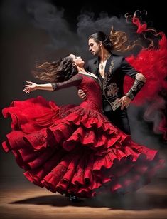 Ballroom Outfit, Red Couple