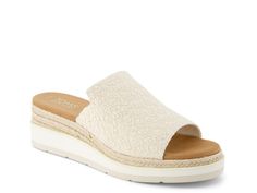 TOMS Margot Wedge Sandal - Women's Spring Straw Wedge Sandals With Textured Footbed, Comfortable Synthetic Wedge Sandals For Spring, Textile Wedge Sandals With Round Toe For Summer, Summer Textile Wedge Sandals With Round Toe, Summer Textile Wedge Sandals With Removable Insole, Summer Textile Sandals With Cushioned Footbed, Textile Platform Wedge Sandals For Summer, Spring Textile Platform Wedge Sandals, Fabric Wedge Sandals With Woven Sole