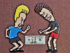 Beavis And Butthead Perler Beads, Beavis And Butthead Pixel Art, Perler Bead Mario, Kandi Necklace, Black Fingers, Beavis And Butthead, Easy Perler Bead Patterns