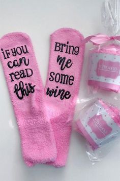 Brand new super-soft pink fuzzy socks with anti-slip lettering on the soles. They come in adorable cupcake packaging. Perfect stocking stuffer or gift to pair with a bottle of wine! One size fits most. Pink Fuzzy Socks, Novelty Cupcakes, Cupcake Packaging, Sock Cupcakes, Wine Socks, Cupcake Gift, Fleece Socks, Wine Print, Fluffy Socks