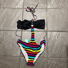 Brand New Sexy Monokini From Uk Topshop Size 12 Us. Multicolor Halter Neck Tankini For Sunbathing, Fitted Multicolor Color Block Swimwear, Multicolor Halter Neck Tankini For Swimming, Multicolor Stretch Halter Neck Swimwear, Fitted Multicolor Color Block Tankini, Multicolor Beachwear Tankini For Party, Multicolor Color Block Tankini For Poolside, Multicolor Color Block Tankini For Beachwear, Multicolor Color Block Tankini Beachwear