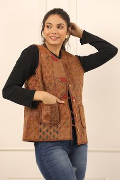 Cotton quilted jacket  Description Indian Handmade quilted jacket new style Made Of cotton quilted Hand Made Size -: S/M- Length -23 inch , Bust-38 inch ,Shoulder-15.5 inch L/XL- Length -23.5 inch , Bust-40 inch ,Shoulder-16 inch XXL- Length -24 inch , Bust-42 inch ,Shoulder-16.5 inch Made in India Winter Cotton Quilted Jacket With Pockets, Casual Quilted Jacket With Diamond Quilting For Fall, Casual Diamond Quilted Jacket For Fall, Casual Diamond Quilted Jacket For Winter, Fall Cotton Quilted Jacket With Pockets, Quilted Multicolor Outerwear For Fall, Brown Quilted Outerwear For Work, Brown Patchwork Cotton Outerwear, Quilted Cotton Outerwear For Fall