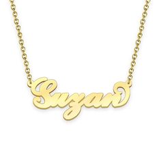 Suzan name necklace Gold Custom Necklace, Personalized Gifts For Her 
								Add something extra special to your jewelry box with Name Necklace Official engravable necklaces.
								The Suzan's 14k gold name necklace is best gifts for Suzan. Name Necklace Official provides affordable engravable jewelry that won't 
								break the bank. In addition, these pieces make for very thoughtful and appreciated gifts for friends and family. 
								And whether valentine's day gifts, mother's day gifts, christmas gifts, wedding gifts, graduation gifts, birthday gifts,
								 NAME NECKLACE are all the best gift choice store. Engravable Jewelry, Name Necklace Gold, Gold Name Necklace, Personalized Gifts For Her, Engraved Jewelry, Gifts Birthday, Engraved Necklace, Necklace Personalized, Gifts Wedding