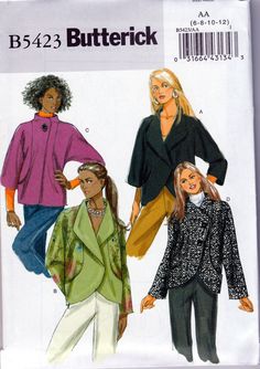 two women's jackets and one woman's blouse sewing pattern, butterick