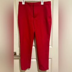 Valentines Pants Brand New With Tags Red Zara Ankle Pants. Come From Pet And Smoke Free Home. Red Trousers With Pockets, Casual Red Straight Leg Dress Pants, Casual Red Dress Pants For Spring, Chic Red Pants With Pockets, Chic Red Straight Leg Bottoms, Red Dress Pants With Pockets For Spring, Red Straight Leg Dress Pants For Spring, Red Ankle-length Pants For Party, Casual Red Dress Pants For Work