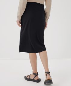 Women's Black Luxe Jersey Skirt 2XL. Super soft organic women's Luxe Jersey Skirt from Wear PACT. Fair Trade Factory. GOTS Certified Made With Organic Cotton Chic Knee-length Pencil Skirt For Day Out, Relaxed Midi Pencil Skirt With Lining, Casual Long Pencil Skirt For Day Out, Pencil Skirt For Day Out, Relaxed Mini Pencil Skirt For Day Out, Casual Asymmetrical Skirt For Night Out, Chic Pencil Skirt For Day Out, Day Out Lined Pencil Skirt, Chic Lined Relaxed Wrap Skirt