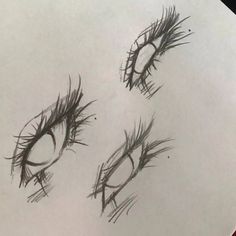 three pairs of eye lashes are shown in this drawing