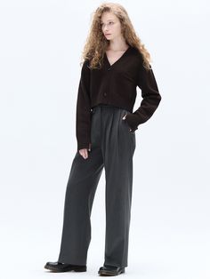 Editor’s notesThe HAE BY HAEKIM’s new Pintuck Tailored Wide Pants feature a flap pocket and covered button detail with a regular fit and wide relaxed silhouette. The rayon mixed fabric is soft and comfortable to wear. The minimal design matches well with various items and daily looks.- Daily and minimal mood- Flap pocket and covered buttons- Relaxed wide silhouette- Can be styled variouslyMeasurements(in.)SMALL / MEDIUM- Total length: 41.34 in. / 41.34 in.- Waist: 12.99 in. / 13.78 in.- Hip: 19. Tailored Wool Flat Front Pants, Wide Pants, Pin Tucks, Mixing Fabrics, Daily Look, Covered Buttons, Minimal Design, Grey, Pants