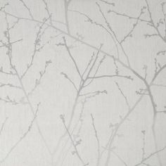 a white and grey wallpaper with branches on it