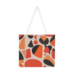 Make a bold statement with this vibrant shoulder tote bag, featuring an all-over print of geometric shapes in striking red, black, and orange hues! Made from high-quality 100% polyester, this bag is perfect for adding a pop of color and modern style to your daily routine. Details: - Material: 100% Polyester - Size: One size fits all (18.3" x 16.5") (46.5cm x 42cm) - All-over print of geometric shapes in red, black, and orange creates a unique and eye-catching design - White handles add a clean a Trendy Geometric Bag For Everyday Use, Chic Geometric Bags For Daily Use, Trendy Geometric Bags For Everyday Use, Retro Red Shoulder Bag For Everyday, Modern Orange Everyday Bags, Rectangular Bags With Graphic Print For Shopping, Modern Red Bags For Daily Use, Modern Red Shoulder Bag, Modern Red Satchel Shoulder Bag