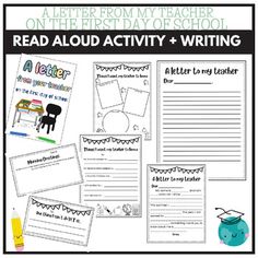 the back to school read aloud activity and writing packet for students with pictures on it