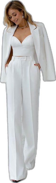 Elegant Formal Wide-leg Pantsuit, Elegant Tailored Wide-leg Pants Sets, Elegant Wide-leg Pantsuit For Office, Chic Wide-leg Pants Suits For Office, Elegant Long Sleeve Solid Pantsuit, Elegant Formal Pantsuit With High-waisted Pants, Elegant Evening High-waisted Pantsuit, Elegant High-waisted Pantsuit For Formal Occasions, Elegant Formal Pantsuit With Wide-leg Pants