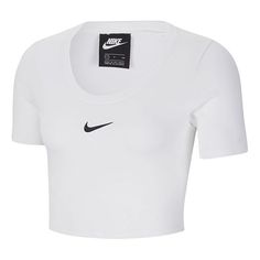 Nike Sportswear Essential Sports Short Sleeve White CU5174-100 (Women's/Elasticity) Nike Tshirts, Women Nike, Nike Tshirt, Stylish Sneakers, White T Shirt, Fancy Dresses, Sport Shorts, Nike Sportswear, White Tshirt