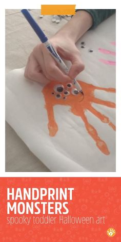 handprint monsters spooky toddler halloween art project for kids to do with their hands