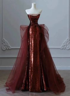 Glam Wine Red Sequins And Tulle Long Party Dress, Wine Red Evening Dress Prom Dress Wine Red Gown, Wine Red Prom Dress, Classy Evening Gowns, Prom Dress Pictures, Party Dress Classy, Off Shoulder Evening Dress, Long Party Dress, Junior Prom, Dress Wine