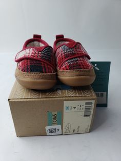 NEW AUTHENTIC TOMS CLASSICS SLIP ON Red CANVAS BABY ORIGINAL SHOES 4C. Condition is new. Check pictures for details please. Shipping with USPS. LUroom Red Canvas, Red Plaid, Flat Shoes Women, Shoes Flats, Shoe Accessories, Slip On, Plaid, Women Accessories, Women Shoes