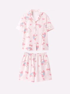 My Melody Kuromi Cinnamoroll Pochacco Short Sleeve Pajama Sets Kuromi Cinnamoroll, My Melody Kuromi, Cute Pajamas, Cami Crop Top, My Melody, Crop Top Blouse, Harajuku Fashion, Knitwear Cardigan, Pajama Sets