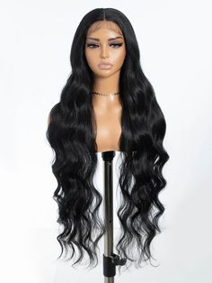 PRICES MAY VARY. Synthetic wig- 36 inch super long body wave hair style, baby hair available, heat resistant fiber, ensure a comfortable and easy wearing experience. Multiple color options synthetic wig, fashion and charming, soft in texture and light in weight. T part transparent lace, easy install, more comfortable and natural. Fluffy and flowing. This synthetic wig enhances natural beauty and allows for versatile styling options. Achieve your desired look effortlessly and confidently. Colorful and affordable, comfortable to wear, perfect for daily use, Halloween, theme party, dating, shooting and so on. It can make you more beautiful and charming! The long wave wig comes with 2 adjustable straps that can loosen or tighten the wig and fit most head sizes and shapes, 3 little combs make i Black Lace Wigs, Long Body Wave Wig, Wig Ideas, Jet Black Hair, Wig For Black Women, Wave Wig, Body Wave Wig, Body Wave Hair, Wave Hair