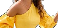 Solid Crop Top, Shein Tops, Lantern Sleeve, Lantern Sleeves, Bright Yellow, Lanterns, Crop Top, Crop Tops, Yellow