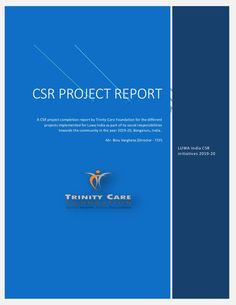 the csr project report is shown in blue and white, with an orange logo on it