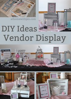 there is a table with many items on it and the words diy ideas vendor display