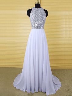 charming prom dress prom gown chiffon beading long prom dress evening formal dress halter prom dresses backless prom dress evening dress Crystal Prom Dress, Modest Prom Dresses, Halter Prom Dresses, Modest Prom, White Prom Dress, Prom Dresses Modest, Chiffon Evening Dresses, Sequin Prom Dresses, Backless Prom Dresses