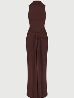 Washing instructions: Hand Wash Composition: Polyester, Natural Fiber Designer Style ID: FP84847510 Mock Neck Maxi Dress, High Collar Dress, Bodycon Maxi Dress, Ruched Maxi Dress, Ties That Bind, Bodycon Maxi Dresses, Jumpsuits And Romper, Brown Dress, Tie Dress