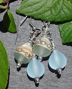 Beach Droplets Earrings Rain Drops Lampwork Bead Earrings - Etsy Lampwork Bead Earrings, Jewelry Ocean, Droplet Earrings, Earrings Beach, Ocean Jewelry, Sea Glass Earrings, Rain Drops, Bead Earrings, Glass Earrings