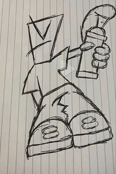 a drawing of a cartoon character holding a cell phone