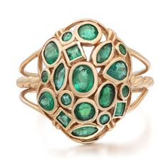 This Vintage piece of art is crafted in 14k yellow gold. It features mixed cut light to medium green Emeralds in oval, round, marquise, pear and square shapes. Total emerald weight: 0.70 carat. Ring size: 7.5. Total weight: 3.97 grams. Comes with a GAL certificate and a presentable gift box. Rachel Koen Mixed Cut Green Emerald Cocktail Ring 14K Yellow Gold 2.00Cttw Description This Vintage piece of art is crafted in 14k yellow gold. It features mixed cut light to medium green Emeralds in oval, r Oval Multi-stone Emerald Ring, Green Marquise Cut Emerald Ring, Emerald Cocktail Ring, Emerald Cocktail, Green Emerald, Cocktail Ring, Cocktail Rings, Emerald Green, Turquoise Bracelet