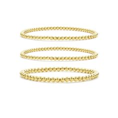 PRICES MAY VARY. Gold Ball bead stackable bracelet size: Circumference: 7.1 inches/18.0 cm. Set includes 2PCS 3mm gold bead bracelets, 1PCS 4mm gold bead bracelets，3 pieces in total. Material: The gold bracelet is made of 100% brass and contains no lead, cadmium or nickel. Hypoallergenic, won't irritate skin. 14K gold plating, long-lasting color retention! Fashion: We use currently popular design elements to create this product, which is suitable for daily wear and any occasion, and perfectly ma Trendy Gold Jewelry, Gold Beaded Bracelet, Gold Bead Bracelets, Gold Alloys, Stackable Bracelets, Bead Bracelets, Beaded Stretch Bracelet, Bracelet For Women, Women Set