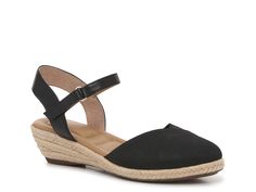 Kelly & Katie Neva Sandal - Free Shipping | DSW Spring Casual Wedge Sandals With Round Toe, Casual Round Toe Wedge Sandals For Spring, Black Wedge Sandals For Beach And Spring, Comfortable Spring Wedge Sandals, Black Wedge Sandals For Beach, Spring Season, Black Wedge Sandals For Beach In Spring, Adjustable Ankle Strap Wedge Sandals For Summer, Comfortable Wedge Sandals For Spring, Comfortable Synthetic Wedge Sandals For Spring