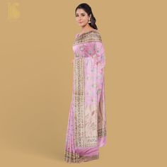 Explore Aayna from Khinkhwab: A captivating collection of hand-embroidered sarees that beautifully blend traditional craftsmanship with contemporary elegance. Embroidered Sarees, Pink Crafts, Handloom Weaving, Banarasi Silk Saree, Ethnic Looks, Katan Silk, Banarasi Sarees, Silk Thread, The Queen