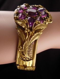 If you love Purple rhinestones in old jewelry then you will love these two pieces. The bracelet has such rich patina and color that it only enhances the rich deep colors and the brooch is a nice match for it. The bracelet has a slide closure which works great. Be sure to look at all the photos for more sizes and condition. Sold as found. 2-2-20 1920s Jewelry, Czech Jewelry, Art Deco Brooch, Antique Bracelets, Rhinestone Art, Vintage Cufflinks, Purple Rhinestone, Pretty Bracelets, Old Jewelry