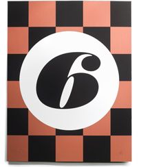 an orange and black checkerboard pattern with the letter e in it's center