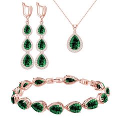 PRICES MAY VARY. ❤What You Get:❤1 gift package includes 1 piece tennis bracelet, 1 pair dangle teardrop birthstone long earring and 1 piece of pendant necklace, 1 complete created green emerald jewelry set womes with a beautiful jewelry gift box for your matching needs, suitable for most women.The perfect gift for your friend MOM wife. ❤High Quality Material:❤ This Women's Jewellery Set is made of rose gold plated ,Main stone is created green emerald,Side stone is White cubic zirconia. High Poli Rose Gold Jewelry For Mother's Day Party, Mother's Day Rose Gold Party Jewelry, Adjustable Jewelry For May Birthstone Party, Green Jewelry For Mother's Day Wedding, Green Jewelry For Wedding And Mother's Day, Green Wedding Jewelry For Mother's Day, Rose Gold Jewelry For Formal Occasions And Gifts, Elegant Adjustable Jewelry Sets For Valentine's Day, Blue Sapphire Jewelry Set