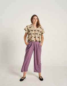 Radiant Orchid Summer Pants Floral Puff Sleeve Top, Purple Hands, Radiant Orchid, Summer Pants, Handwoven Fabric, Puff Sleeve Top, Mens Accessories Fashion, Shirt Skirt, New Arrival Dress