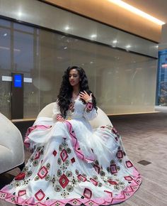 Classic Pink and Red Modern Habesha Dress Eritrea Aesthetic, Habesha Dress Modern, Modern Habesha Dress, Holiday Wedding Dress, Habesha Dress, Ethiopian Traditional Dress, Ethiopian Women, Ethiopian Dress, Habesha Kemis