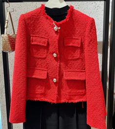 Red tweed pocket jacket from Mango! Red jacket | pocket jacket | tweed pocket jacket | fall jackets  #LTKStyleTip#LTKSeasonal Luxury Outfit Ideas, Red Wardrobe, Luxury Outfit, Wardrobe Clothing, Clothing Finds, Wardrobe Outfits, Pocket Jacket, Color Fashion, Fall Jackets