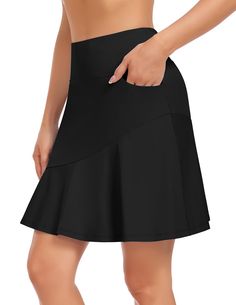 PRICES MAY VARY. 🎾 Tennis Skorts Skirts for Women►Tennis skirts with pockets adopt 4-way strech,moisture wicking and UPF50+ materials,which help you draw sweat away from your skin and keep you all day fresh.SUN PROTECTION, block harmful sun ray. 🎾 Modest Knee Length Skorts Skirts Ruffle►The long golf skirt features 19" knee length for more coverage.Build-in Mesh Liner Shorts(13" stay in place and don’t roll up).Enjoy your sports without worries, super comfortable and skin-friendly. 🎾 Golf Ski Black Tennis Skirt With Pockets For Summer, Black Summer Tennis Skirt With Pockets, Knee-length Lined Skort, High-waist Skirt With Built-in Shorts, Fitted Black Tennis Skirt With Pockets, Flared Skort With Pockets, Black Fitted Tennis Skirt With Pockets, Solid Skort With Wide Waistband, Stretch Knee-length Skort