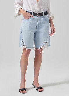 Modeled off our best-selling Ayla Baggy - this short has a versatile longer inseam that can just as easily be worn to the beach or with heels for an evening out. We love this short paired back to denim shirting for a head-to-toe look. This fit is true to size. Looks Like: Vintage light blue with subtle fadingFeels Like: Mid-weight, non-stretch regenerative cotton with roomy drape for all-day wearability This product is made with regenerative cotton from Citizens of Humanity Group’s Regenerative Agricultural Practices, Sale Store, Citizens Of Humanity, Vintage Lighting, Stretch Cotton, The Fosters, Adoption, Denim Shorts, The Beach