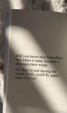 an open book with the words did you know that butterflies rest when it rains because it damages their wings?