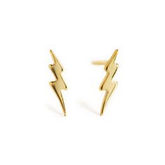 Lightning Bolt Gold Stud Earrings, Second-hole Cartilage Earrings – AMYO Jewelry Gold Lightning, Bolt Earrings, Dangle Bracelet, Lightning Bolt Earrings, Mens Gold Jewelry, Contemporary Earrings, Dainty Studs, Tiny Studs, Gold Stud Earrings