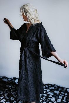 "Kimono / Unique Linen Tunic/ AisteAnaite Black Dress / Fantasy Dress / Long Dress Women / Semi Formal Dress / Comfy Dress / Custom Order This unique dress for women is high quality handmade linen clothing. This long dress to order in your exact choice from a lot of colors : https://www.etsy.com/listing/593888911/samples-of-available-colors-and-type-of?ref=shop_home_active_5 It is gentle, accurate and high quality work. Made to order special for You and Your dimensions. This cocktail dress made Long Black Daywear Dress, Black Long Daywear Dresses, Black Long Party Robe, Fitted Spring Party Robe, Spring Party Fitted Robe, Black Tunic Dress For Spring, Black Tunic Dress For Evening, Fitted Black Robe With Long Sleeves, Elegant Black Summer Robe