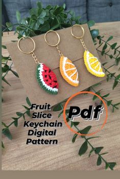 fruit slice keychain digital pattern