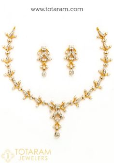 18K Diamond Necklace Sets -VVS Clarity E-F Color -Indian Diamond Jewelry -Buy Online Ruby Diamond Necklace, Indian Diamond Jewellery, Gold Jewelry Outfits, Necklace Set Indian, Diamond Necklace Set, Gold Jewelry Earrings, Necklace Sets, Gold Diamond Necklace, Exquisite Jewelry