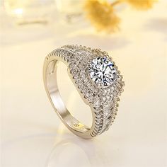 Style: Europe and America Color: White Diamond Ring [White Gold Color]] Fashion Element: Geometry