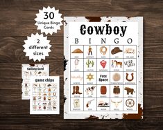 the cowboy themed printable game is on display